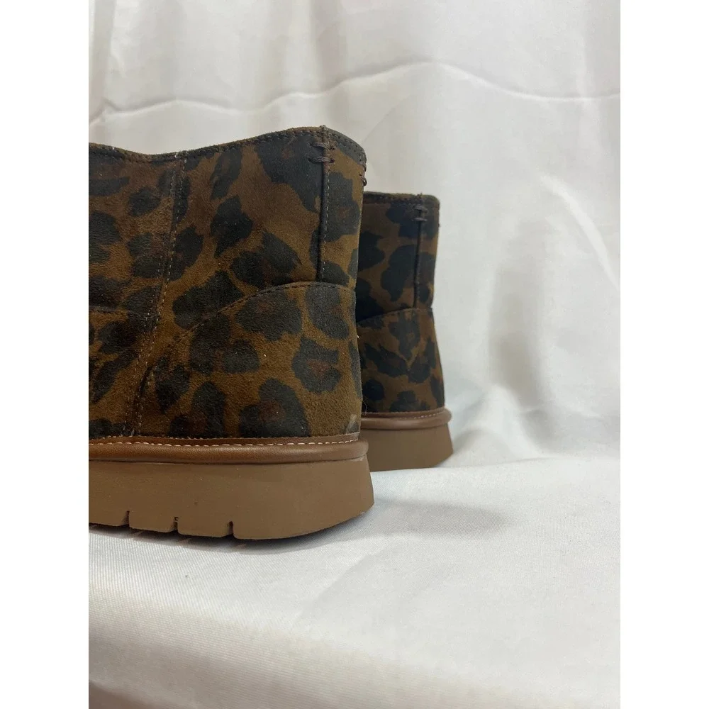 Universal Thread Womens Leopard Print Ankle Boots Brown Zip Memory Foam Size 7